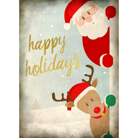 Santa and Rudolph Black Modern Wood Framed Art Print by Allen, Kimberly