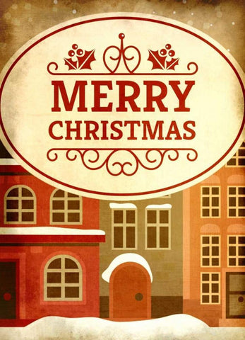 Christmas Village White Modern Wood Framed Art Print with Double Matting by Allen, Kimberly