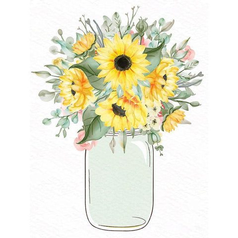 Mason Jar Floral 2 White Modern Wood Framed Art Print by Allen, Kimberly