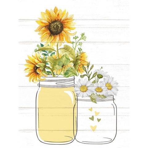 Mason Jar Floral 7 Black Modern Wood Framed Art Print with Double Matting by Allen, Kimberly