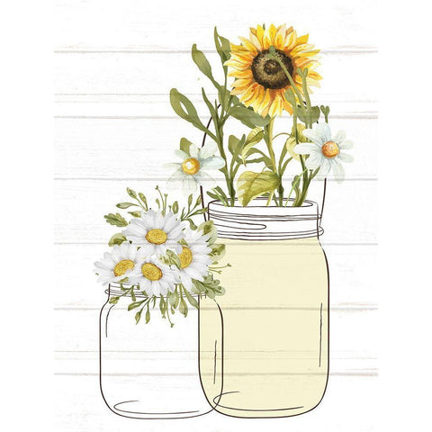 Mason Jar Floral 8 Gold Ornate Wood Framed Art Print with Double Matting by Allen, Kimberly