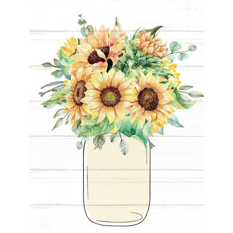Mason Jar Floral 13 Black Modern Wood Framed Art Print with Double Matting by Allen, Kimberly
