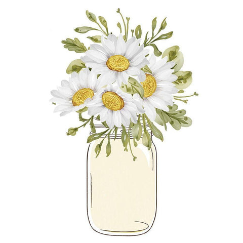 Mason Jar Floral 1 Black Modern Wood Framed Art Print by Allen, Kimberly