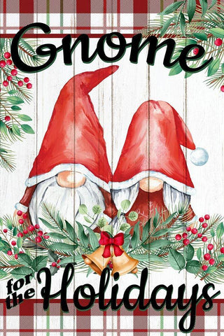 Gnome for the Holidays Black Ornate Wood Framed Art Print with Double Matting by Allen, Kimberly