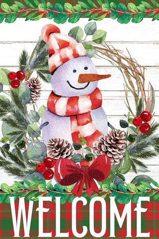 Snowman Christmas White Modern Wood Framed Art Print with Double Matting by Allen, Kimberly