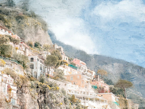 Amalfi Coast White Modern Wood Framed Art Print with Double Matting by Allen, Kimberly
