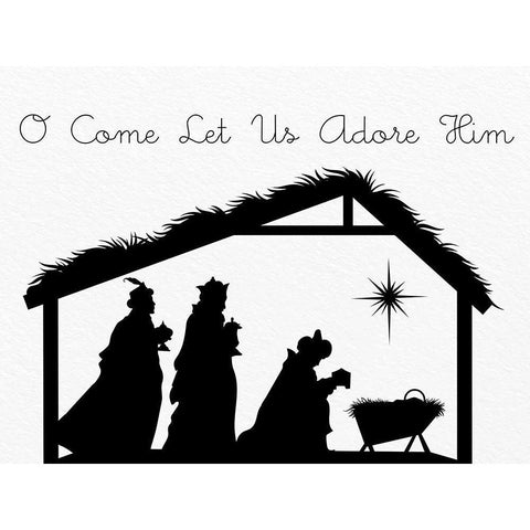 O Come Let Us Adore Him White Modern Wood Framed Art Print by Allen, Kimberly