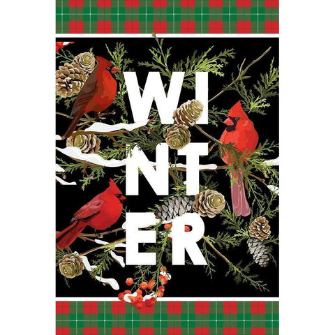 Winter Cardinals Gold Ornate Wood Framed Art Print with Double Matting by Allen, Kimberly