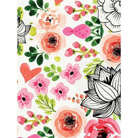 Summer Blooms Black Modern Wood Framed Art Print by Allen, Kimberly