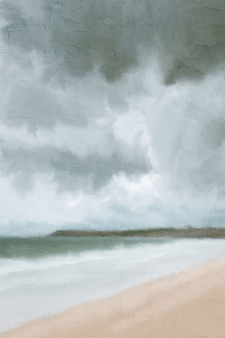 Stormy Beach White Modern Wood Framed Art Print with Double Matting by Allen, Kimberly