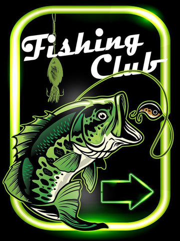 Fishing Club Black Ornate Wood Framed Art Print with Double Matting by Allen, Kimberly