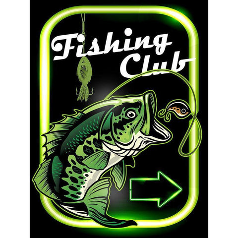 Fishing Club Black Modern Wood Framed Art Print by Allen, Kimberly