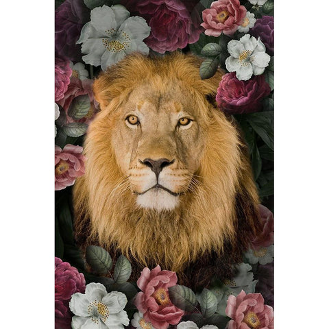 _Lush Garden Lion Gold Ornate Wood Framed Art Print with Double Matting by Allen, Kimberly