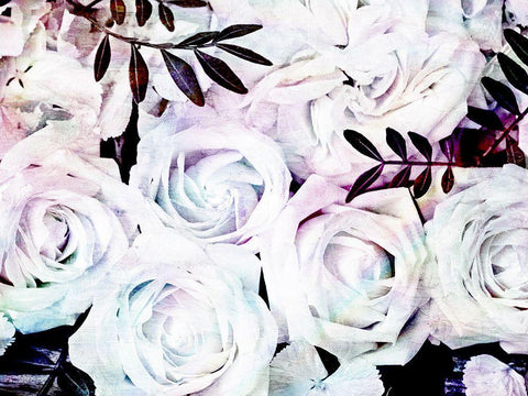 Iridescent Floral 2 White Modern Wood Framed Art Print with Double Matting by Allen, Kimberly