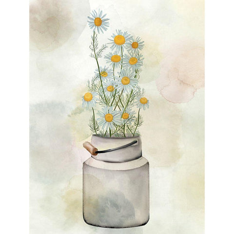 Tin Of Daisies Black Modern Wood Framed Art Print by Allen, Kimberly