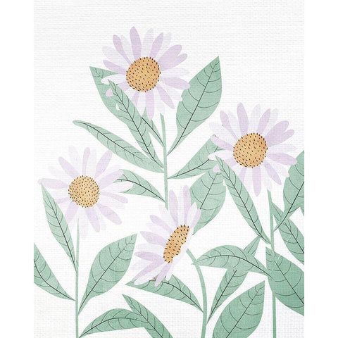 Daisies Floral White Modern Wood Framed Art Print by Allen, Kimberly