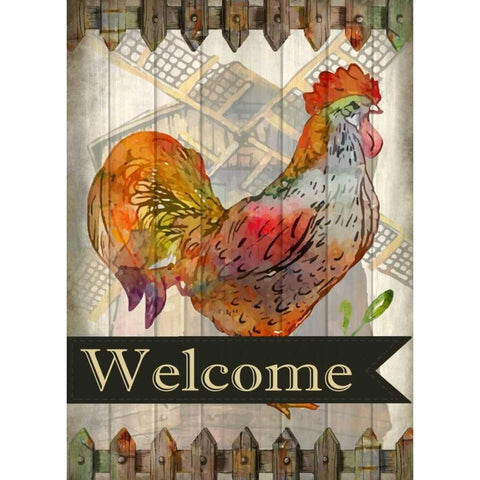 Fall Rooster Black Modern Wood Framed Art Print by Allen, Kimberly
