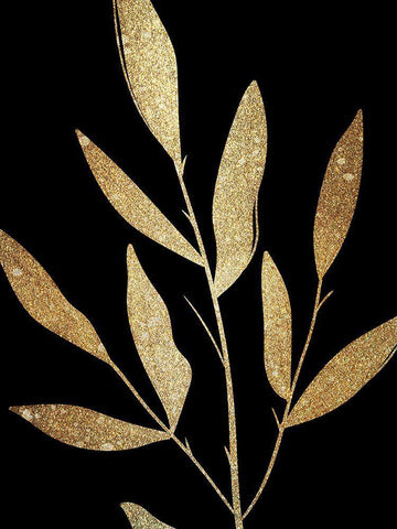 Plaster Leaves Gold 1 White Modern Wood Framed Art Print with Double Matting by Kimberly, Allen