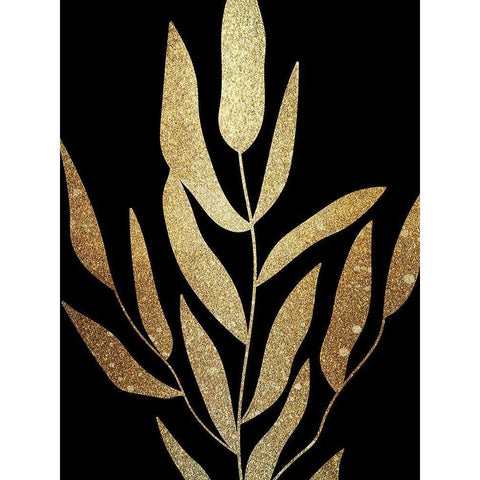 Plaster Leaves Gold 2 Black Modern Wood Framed Art Print with Double Matting by Kimberly, Allen