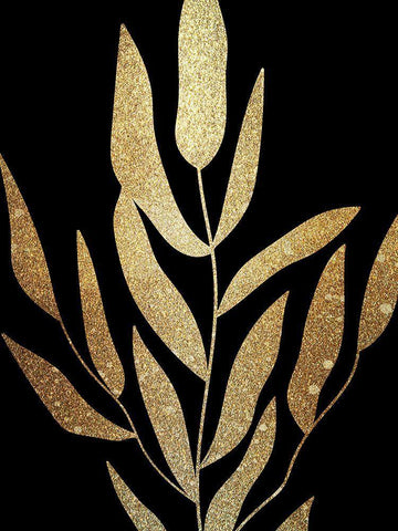 Plaster Leaves Gold 2 Black Ornate Wood Framed Art Print with Double Matting by Kimberly, Allen