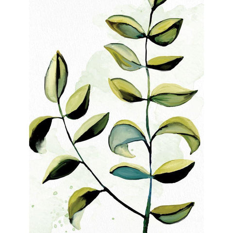 Greenery 1 White Modern Wood Framed Art Print by Allen, Kimberly