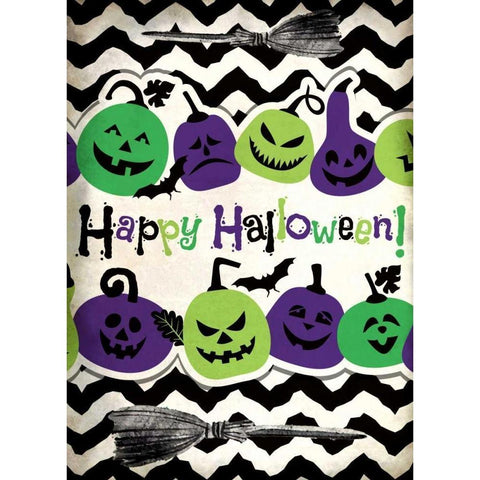 Happy Halloween Pumpkins White Modern Wood Framed Art Print by Allen, Kimberly