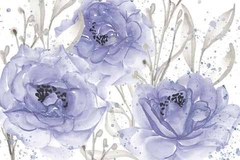 Very Peri Floral White Modern Wood Framed Art Print with Double Matting by Allen, Kimberly