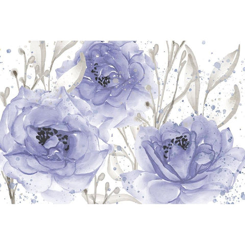 Very Peri Floral Gold Ornate Wood Framed Art Print with Double Matting by Allen, Kimberly