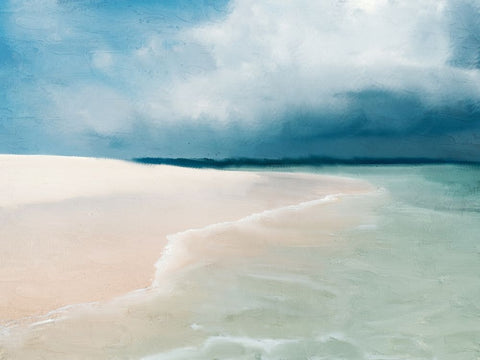 Blue Beach White Modern Wood Framed Art Print with Double Matting by Allen, Kimberly