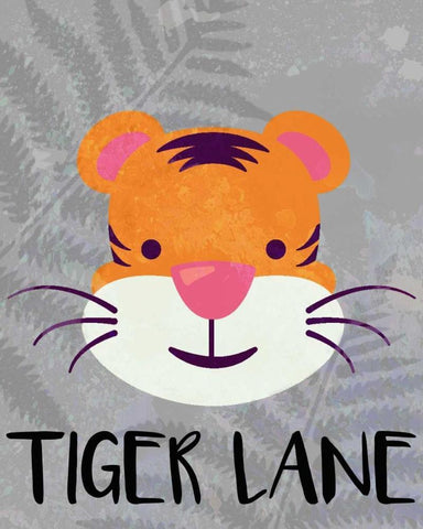 Tiger Lane White Modern Wood Framed Art Print with Double Matting by Allen, Kimberly