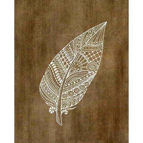 Ethnic Feather 1 Black Modern Wood Framed Art Print with Double Matting by Kimberly, Allen