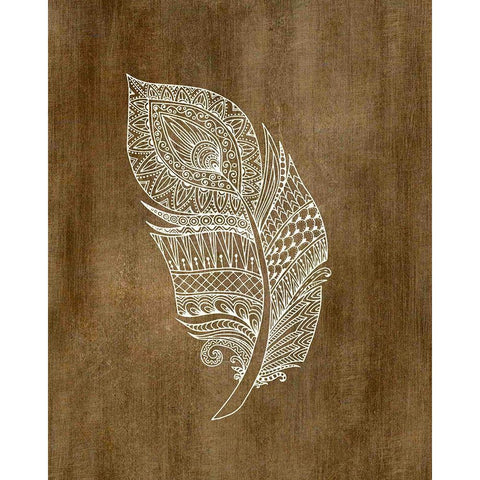 Ethnic Feather 3 Gold Ornate Wood Framed Art Print with Double Matting by Kimberly, Allen