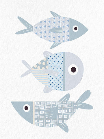 Fish 1 White Modern Wood Framed Art Print with Double Matting by Allen, Kimberly