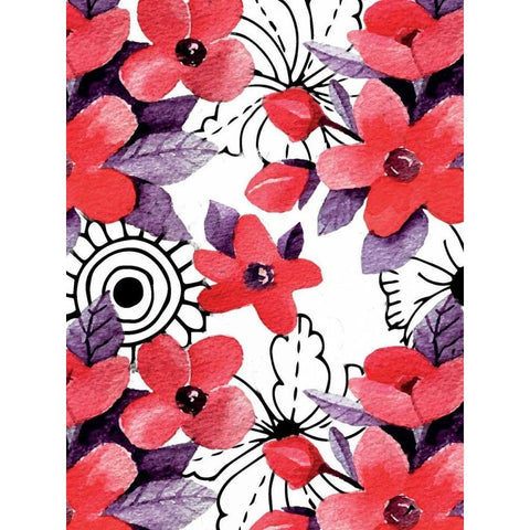 Love Floral Black Modern Wood Framed Art Print with Double Matting by Allen, Kimberly