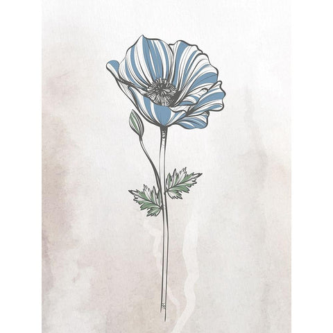 Stone Floral Blues 1 White Modern Wood Framed Art Print by Allen, Kimberly