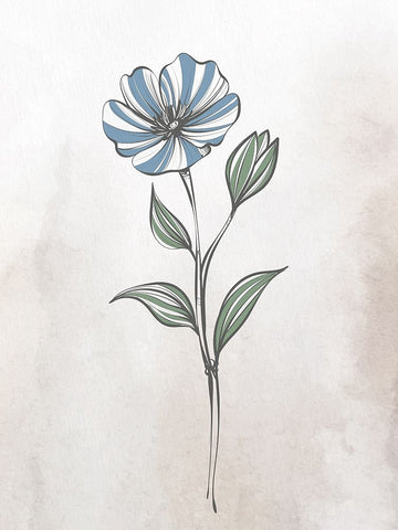 Stone Floral Blues 2 White Modern Wood Framed Art Print with Double Matting by Allen, Kimberly