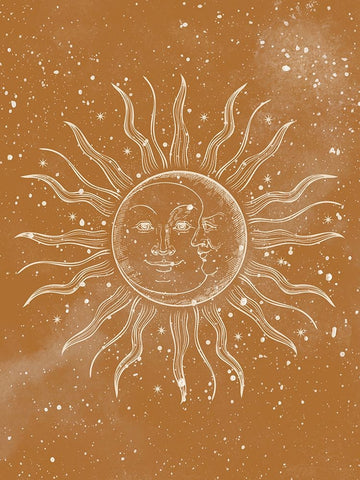 Sun Moon White Modern Wood Framed Art Print with Double Matting by Allen, Kimberly