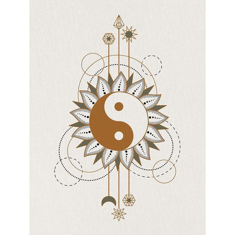 Ying Yang Gold Ornate Wood Framed Art Print with Double Matting by Allen, Kimberly