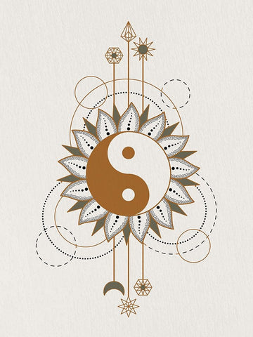 Ying Yang Black Ornate Wood Framed Art Print with Double Matting by Allen, Kimberly