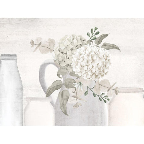 Hydrangea Row White Modern Wood Framed Art Print by Allen, Kimberly