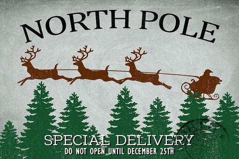 North Pole Delivery White Modern Wood Framed Art Print with Double Matting by Allen, Kimberly