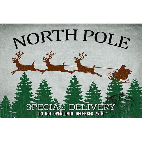 North Pole Delivery Black Modern Wood Framed Art Print with Double Matting by Allen, Kimberly