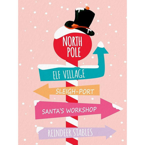 To The North Pole Gold Ornate Wood Framed Art Print with Double Matting by Allen, Kimberly