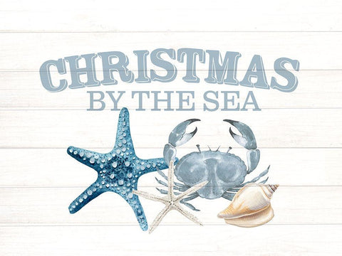 Christmas By The Sea White Modern Wood Framed Art Print with Double Matting by Allen, Kimberly