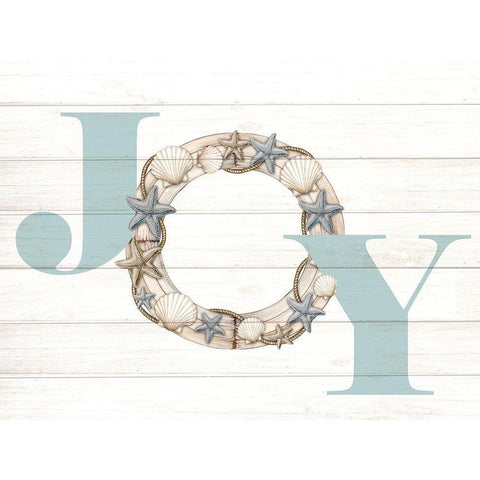 Joy Seashell Wreath Gold Ornate Wood Framed Art Print with Double Matting by Allen, Kimberly