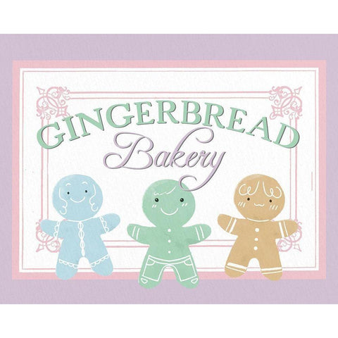 Gingerbread Bakery Sign White Modern Wood Framed Art Print by Allen, Kimberly