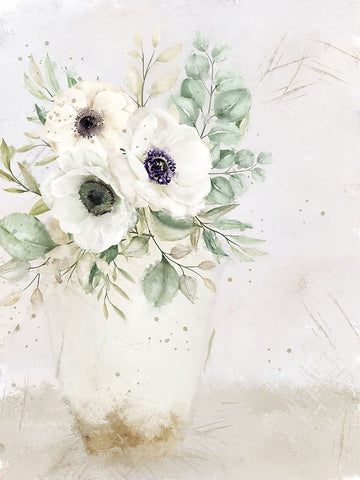 Vase of White Black Ornate Wood Framed Art Print with Double Matting by Allen, Kimberly