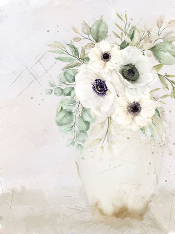 Vase of White 2 Black Ornate Wood Framed Art Print with Double Matting by Allen, Kimberly