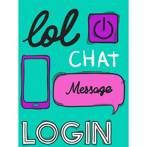 LOL Chat Black Modern Wood Framed Art Print by Allen, Kimberly