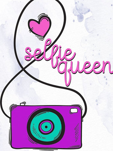 Selfie Queen White Modern Wood Framed Art Print with Double Matting by Allen, Kimberly